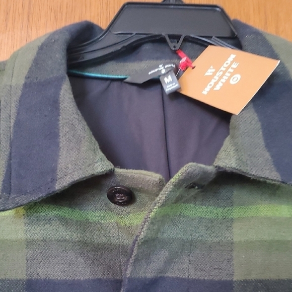 Houston White Green and Black Plaid Lightweight Shirt Jacket Medium - Picture 10 of 14